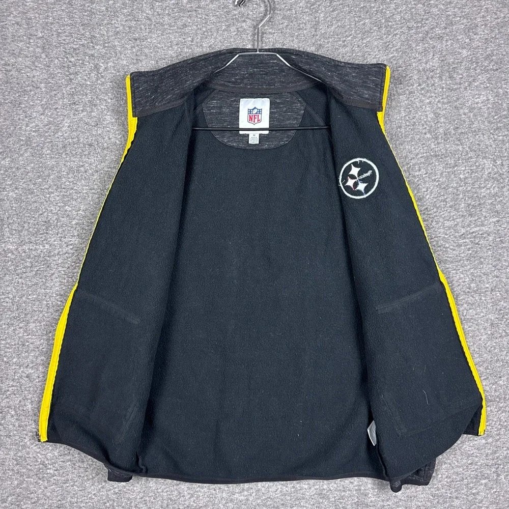 NFL Pittsburgh Steelers Jacket‎ Mens Medium Gray Heather Full Zip Pockets Fleece
